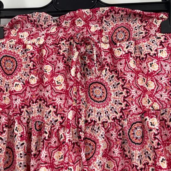 Impressions Boho Print Pink Flouncy Elastic High Waisted Skort Women Small NEW - Picture 3 of 8